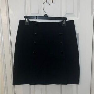 Preppy Elegant Black Buttoned Skirt